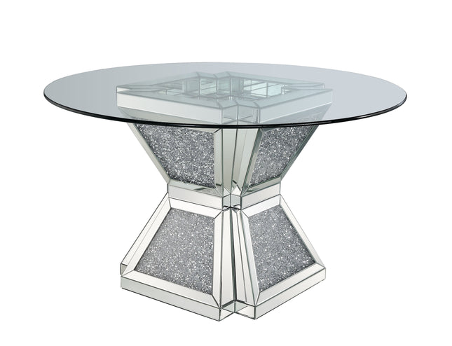 Noralie - Dining Table - Clear Glass, Mirrored & Faux Diamonds - 31" - Tony's Home Furnishings