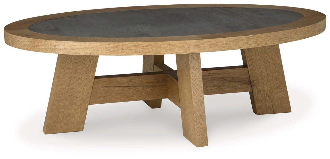Brinstead - Light Brown - Oval Cocktail Table - Tony's Home Furnishings