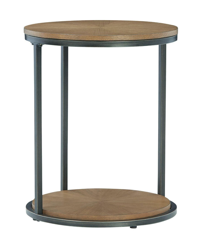 Fridley - Brown / Black - Round End Table Signature Design by Ashley® 