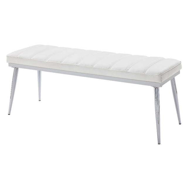 Weizor - Bench - White PU & Chrome - Tony's Home Furnishings