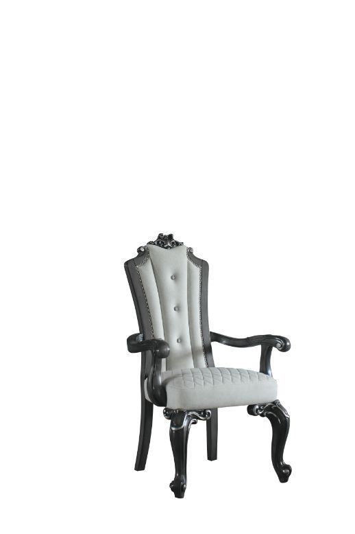 House - Delphine - Chair (Set of 2) - Two Tone Ivory Fabric, Beige PU & Charcoal Finish - Tony's Home Furnishings