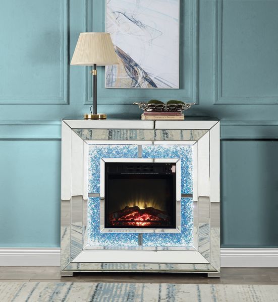 Noralie - Fireplace - Mirrored & Faux Diamonds - 41" - Tony's Home Furnishings