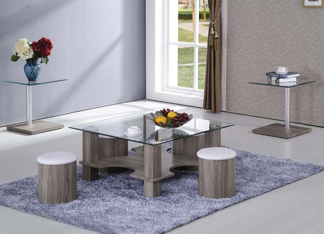 Haden - End Table - Dark Grain & Clear Glass - Tony's Home Furnishings