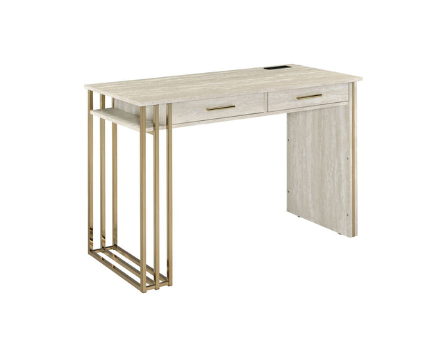 Tyeid - Vanity Desk - Antique White & Gold Finish - Tony's Home Furnishings