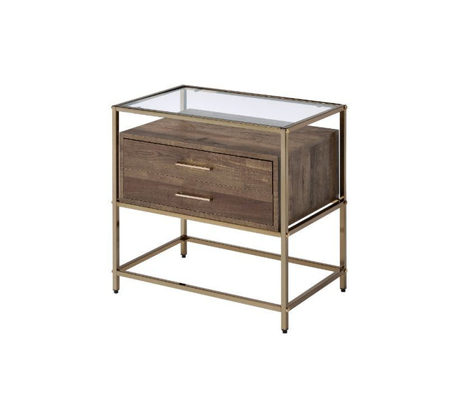 Knave - Accent Table - Walnut & Champagne Finish - Tony's Home Furnishings