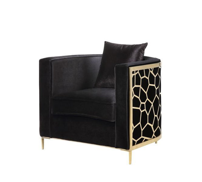 Fergal - Chair - Black Velvet & Gold Finish - Tony's Home Furnishings