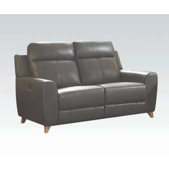 Cayden - Loveseat - Gray Leather-Aire Match - Tony's Home Furnishings