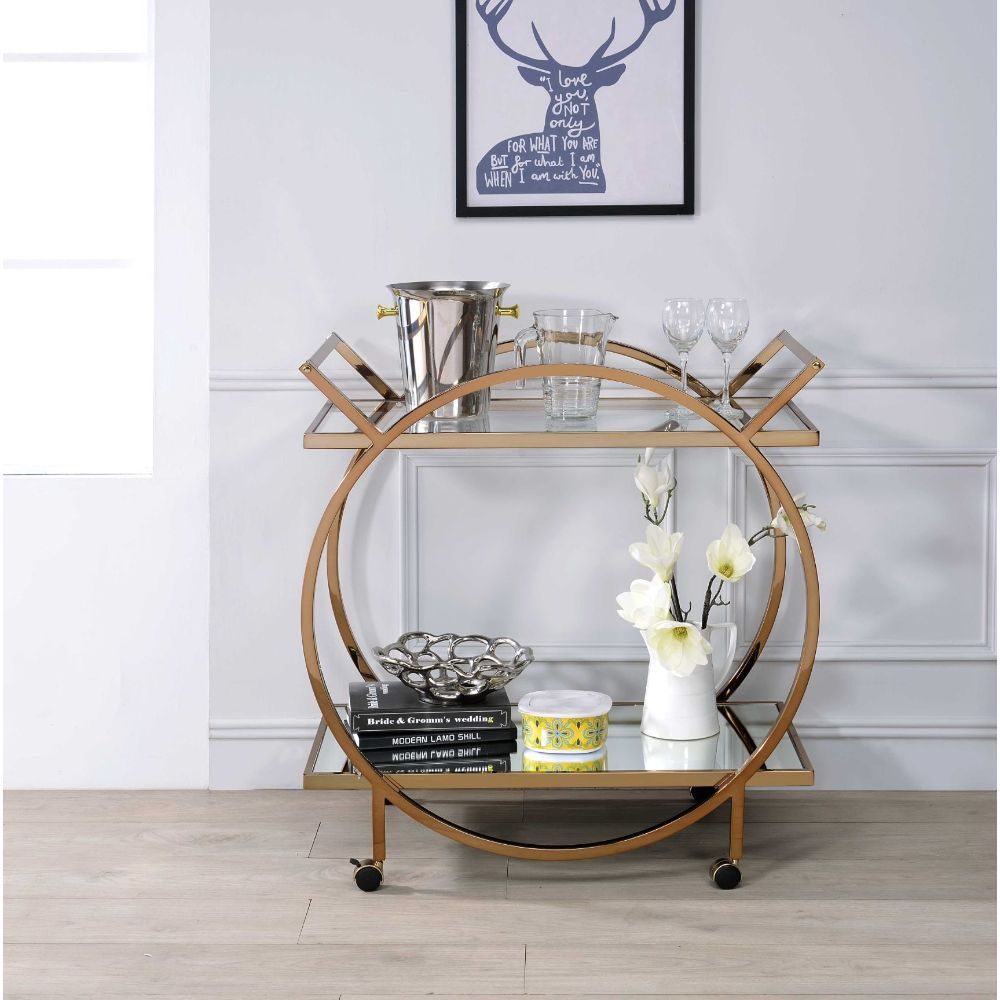 Traverse - Serving Cart - Champagne & Mirrored - Tony's Home Furnishings