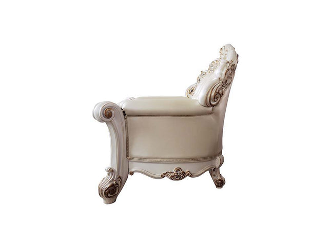 Vendom - Chair - Champagne PU & Antique Pearl Finsih - Tony's Home Furnishings