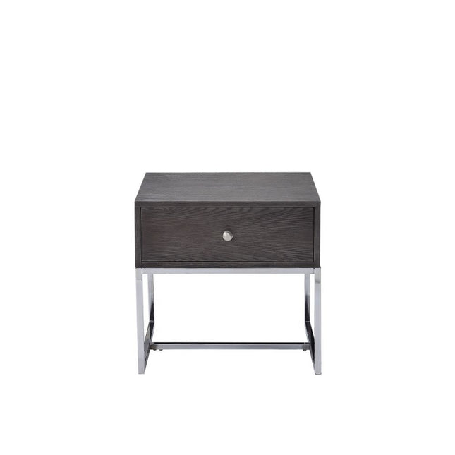 Iban - End Table - Gray Oak & Chrome - Tony's Home Furnishings