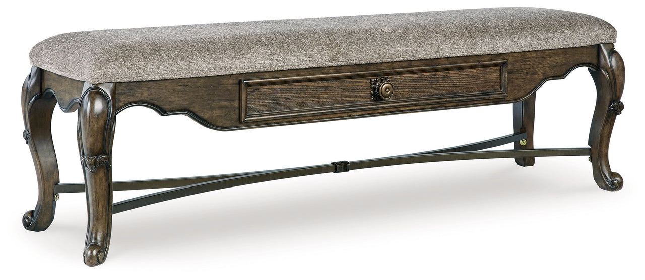 Maylee - Dark Brown - Upholstered Storage Bench - Tony's Home Furnishings