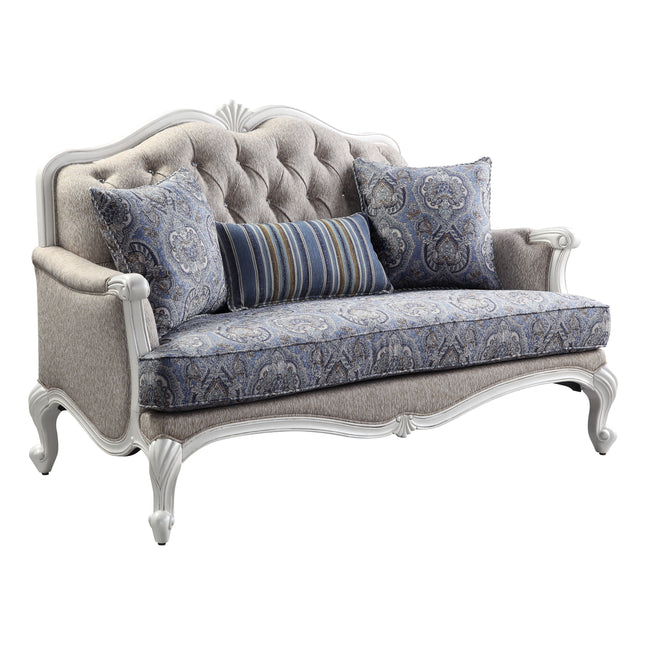 Ciddrenar - Loveseat - Fabric & White Finish - Tony's Home Furnishings