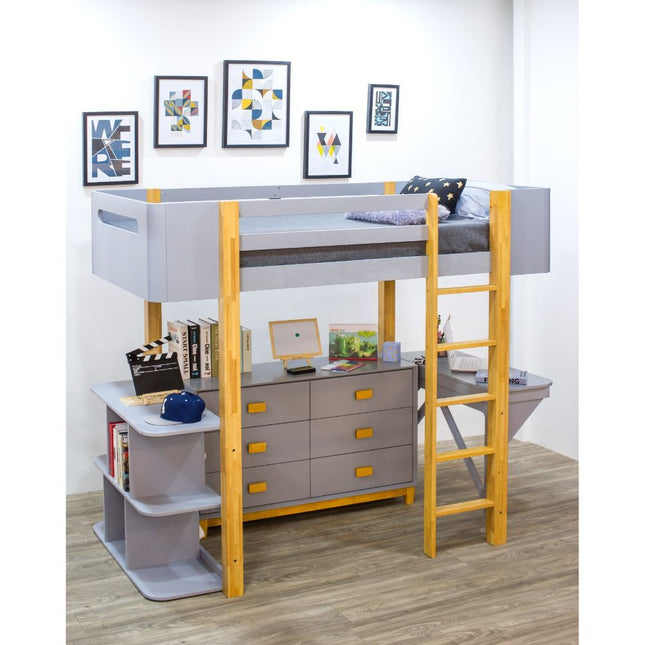 Saiyan - Loft Bed - Gray & Natural - Tony's Home Furnishings