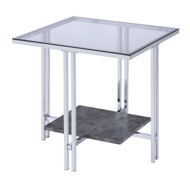 Liddell - End Table - Chrome & Glass - Tony's Home Furnishings