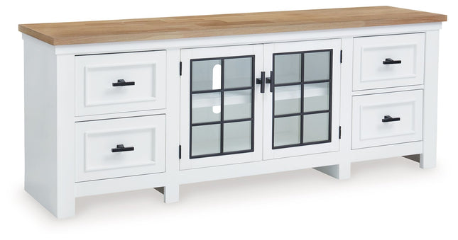 Ashbryn - White / Natural - Extra Large TV Stand - Tony's Home Furnishings