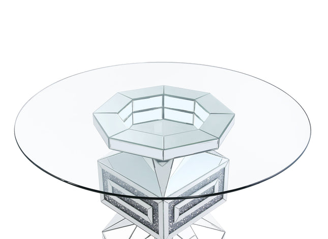 Noralie - Dining Table - Clear Glass, Mirrored & Faux Diamonds - 30" - Tony's Home Furnishings