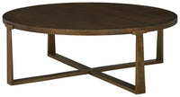 Thumbnail for Balintmore - Brown / Gold Finish - Round Cocktail Table Tony's Home Furnishings Furniture. Beds. Dressers. Sofas.