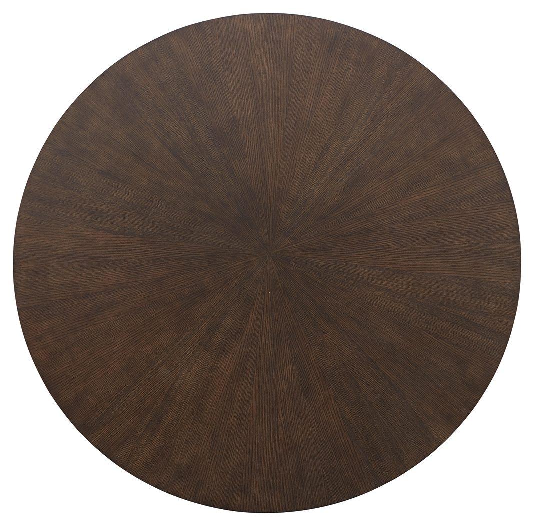 Brazburn - Dark Brown / Gold Finish - Round Cocktail Table Tony's Home Furnishings Furniture. Beds. Dressers. Sofas.
