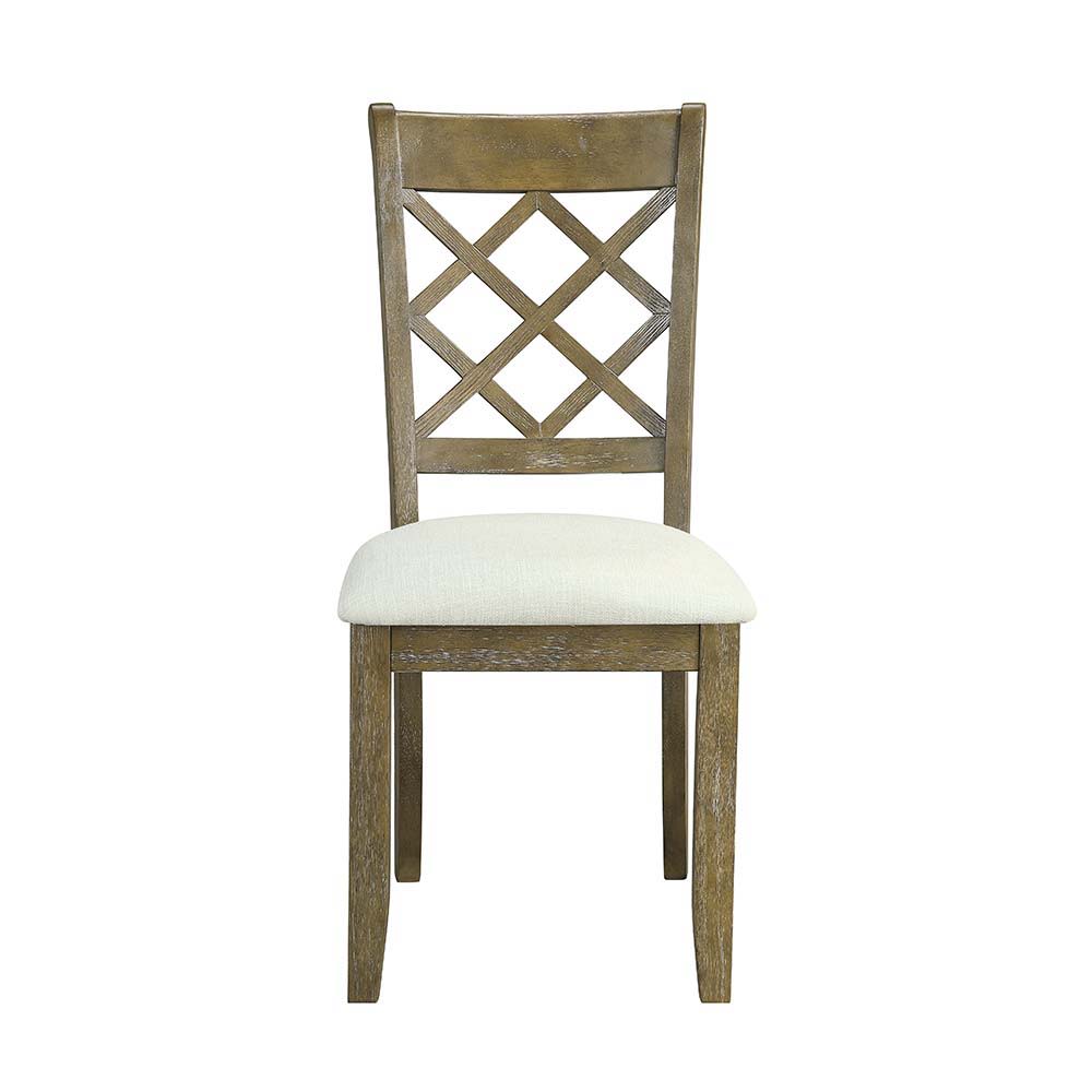 Karsen - Side Chair (Set of 2) - Beige Linen & Rustic Oak Finish - Tony's Home Furnishings