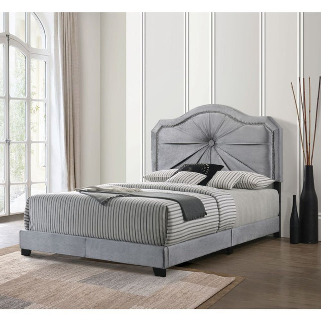 Frankie - Queen Bed - Gray Velvet - Tony's Home Furnishings