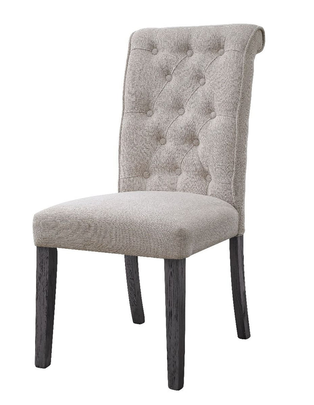 Yabeina - Side Chair (Set of 2) - Beige Linen & Gray Finish - Tony's Home Furnishings