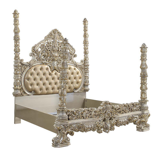 Danae - Eastern King Bed - PU, Champagne & Gold Finish - Tony's Home Furnishings