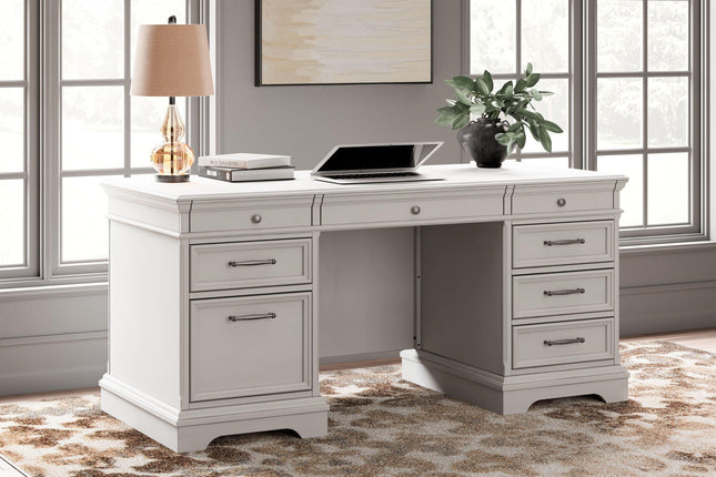 Kanwyn - Whitewash - Home Office Desk With Eight Drawers Signature Design by Ashley® 