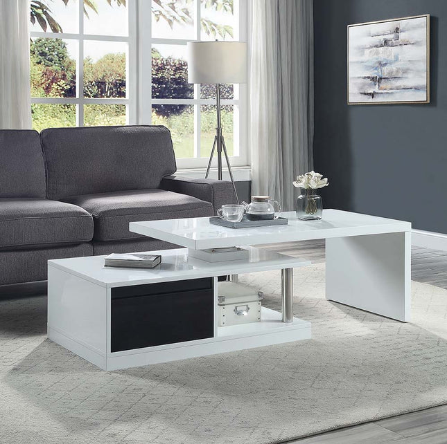 Buck II - Coffee Table - White & Black High Gloss Finish - Tony's Home Furnishings