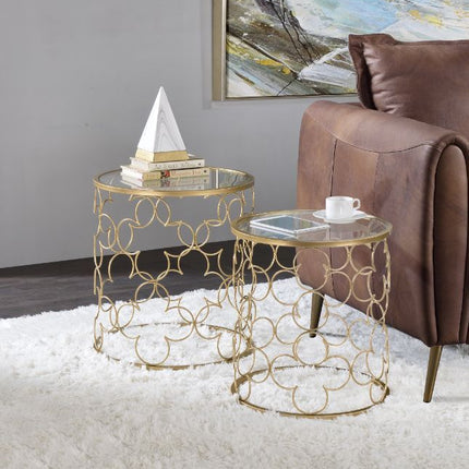 Flowie - Coffee Table (2 Piece) - Clear Glass & Gold Finish - Tony's Home Furnishings