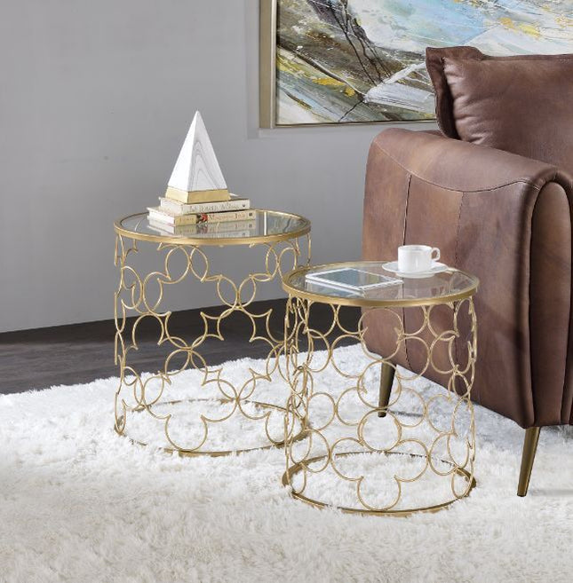 Flowie - Coffee Table (2 Piece) - Clear Glass & Gold Finish - Tony's Home Furnishings