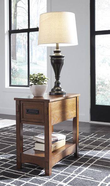Breegin - Brown - Chair Side End Table - 1 Drawer Tony's Home Furnishings Furniture. Beds. Dressers. Sofas.