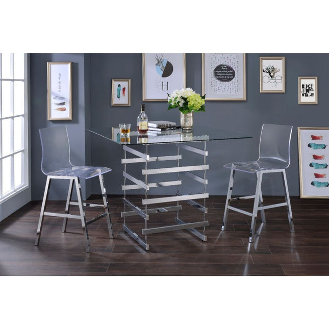 Nadie - Counter Height Table - Chrome & Clear Glass - Tony's Home Furnishings