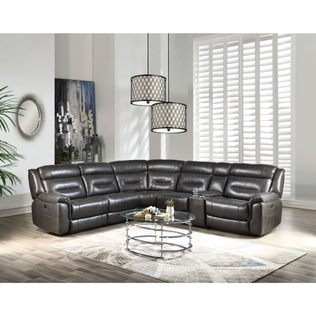 Imogen - Sectional Sofa - Gray Leather-Aire - Tony's Home Furnishings