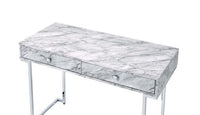 Thumbnail for Tigress - Writing Desk - White Printed Faux Marble & Chrome Finish - Tony's Home Furnishings