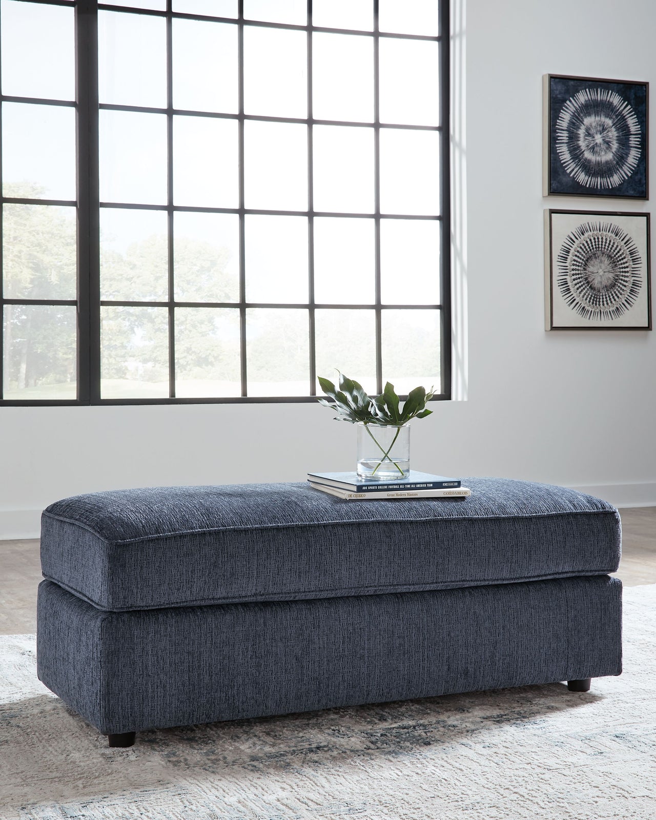 Albar Place - Cobalt - Oversized Accent Ottoman - Tony's Home Furnishings