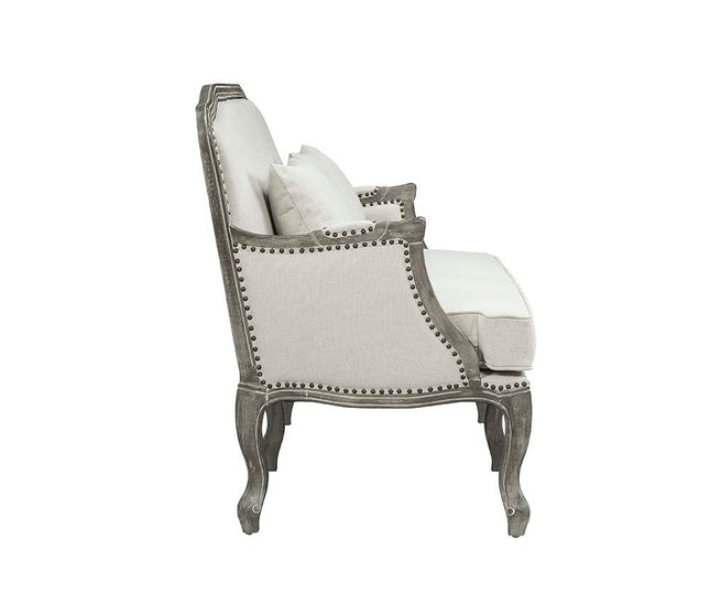 Tania - Loveseat - Cream Linen & Brown Finish - Tony's Home Furnishings