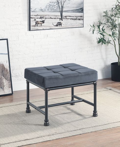 Brantley - Ottoman - Gray Velvet & Sandy Gray Finish - Tony's Home Furnishings