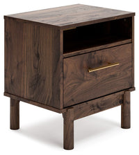 Thumbnail for Calverson - Mocha - One Drawer Night Stand - Medium Tony's Home Furnishings Furniture. Beds. Dressers. Sofas.