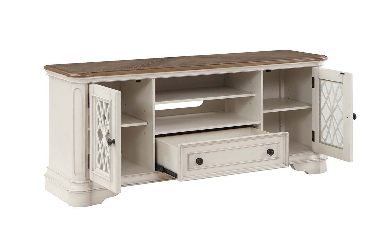 Florian - TV Stand - Oak & Antique White Finish - Tony's Home Furnishings