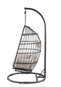 Thumbnail for Oldi - Patio Swing Chair - Beige Fabric & Black Wicker - Tony's Home Furnishings