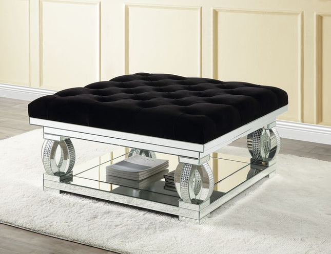 Lotus - Ottoman - Mirrored & Faux Diamonds - Tony's Home Furnishings