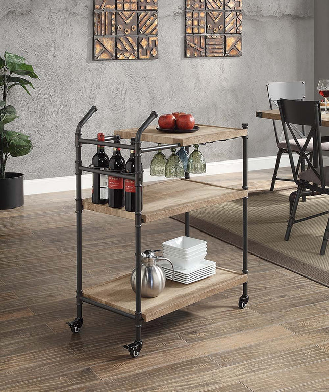 Brantley - Serving Cart - Oak & Sandy Black Finish - Tony's Home Furnishings