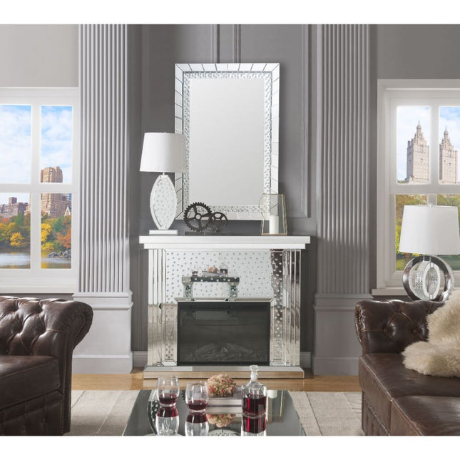 Nysa - Fireplace - Mirrored & Faux Crystals - 40" - Tony's Home Furnishings