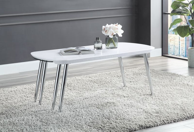 Acme - Coffee Table - White & Chrome Finish - Tony's Home Furnishings