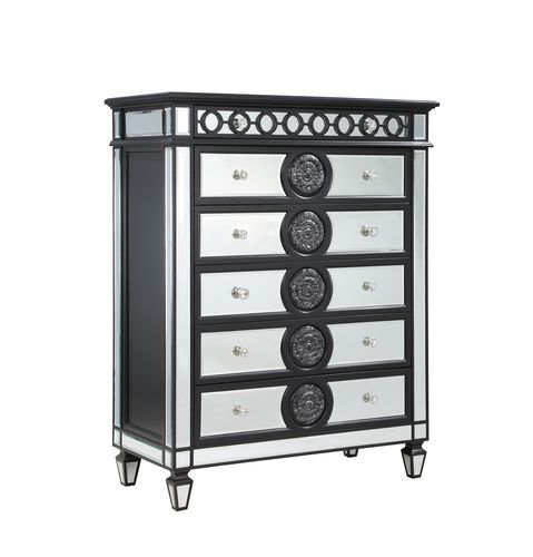 Varian II - Chest - Black Velvet & Black & Sliver Finish - Tony's Home Furnishings