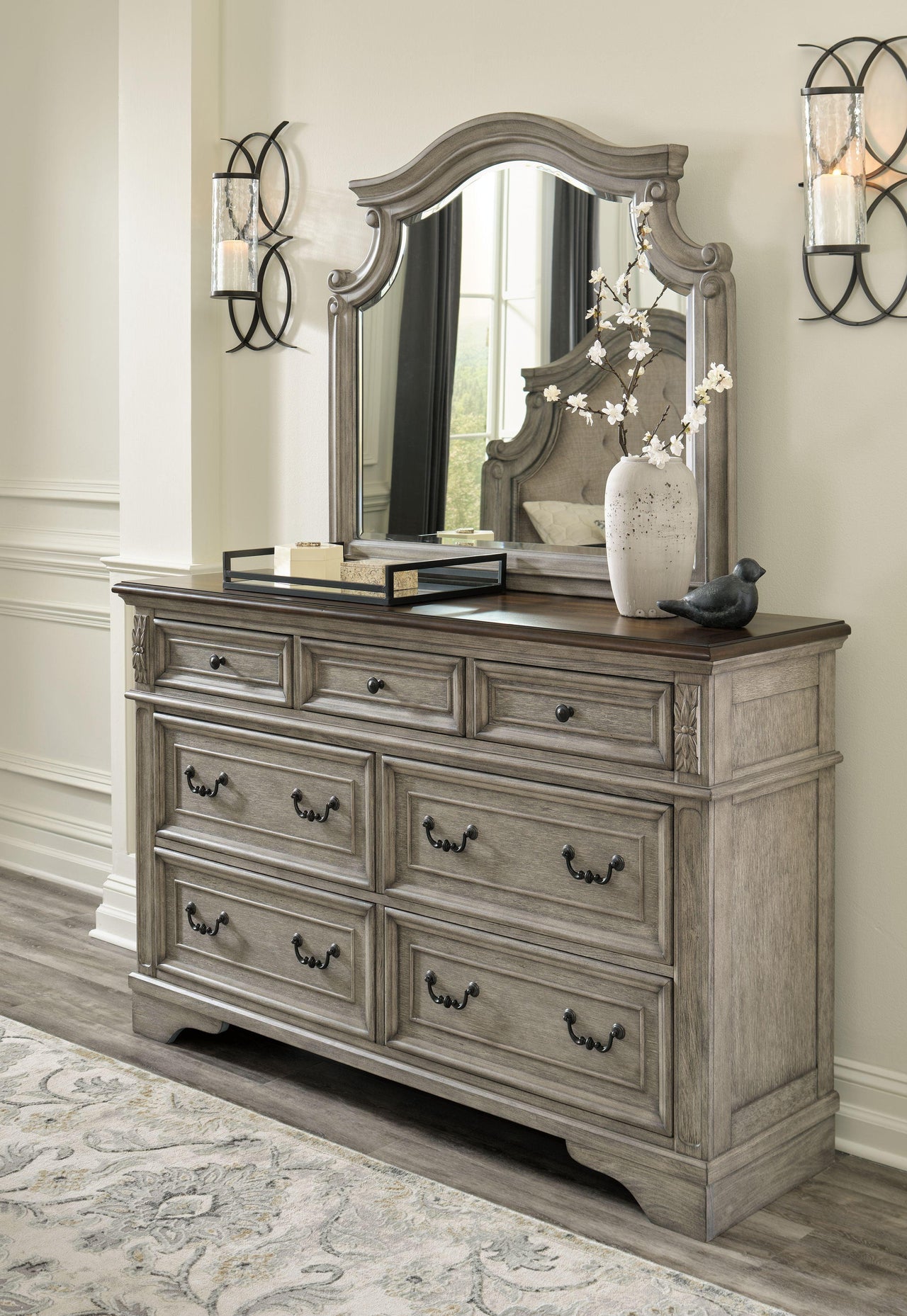 Lodenbay - Antique Gray - Dresser, Mirror Tony's Home Furnishings Furniture. Beds. Dressers. Sofas.