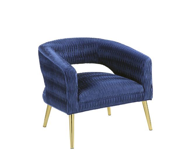 Aistil - Accent Chair - Blue Velvet & Gold Finish - Tony's Home Furnishings