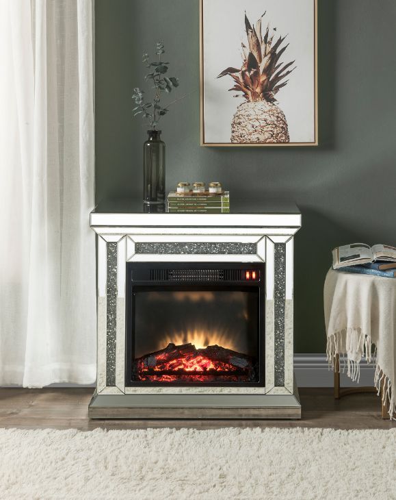 Noralie - Fireplace - Mirrored & Faux Diamonds - 29" - Tony's Home Furnishings