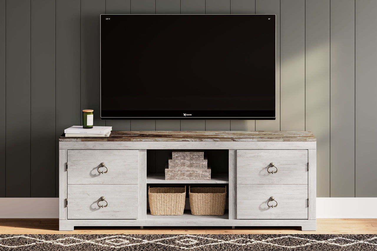 Willowton - 72" TV Stand With Fireplace Insert - Tony's Home Furnishings