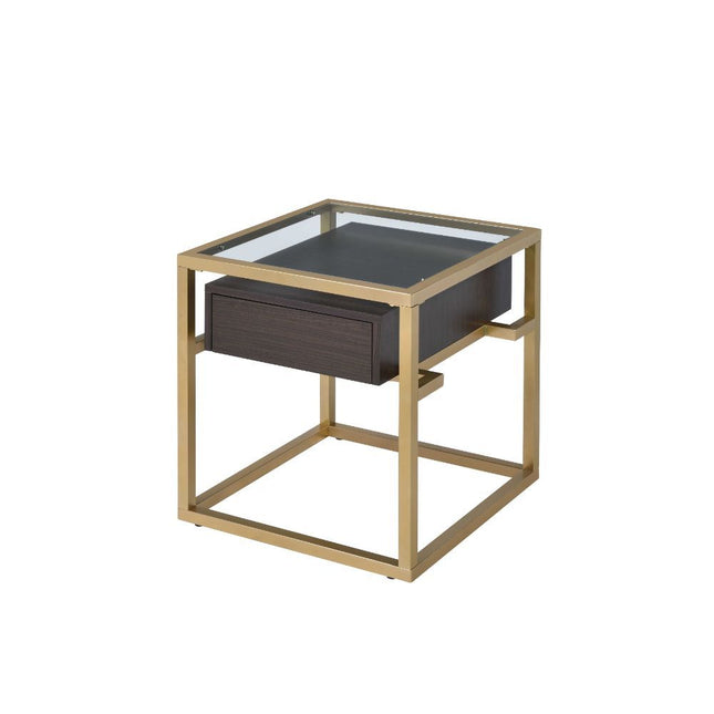 Yumia - End Table - Gold & Clear Glass - 23" - Tony's Home Furnishings